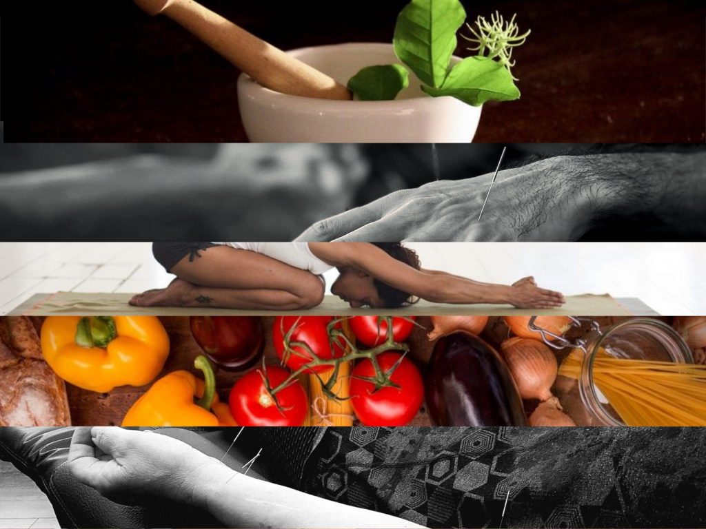 Image of acupuncture combined with other Chinese medicine therapies including herbal prescriptions, dietary counseling and movement therapy, known together as YangShengFa